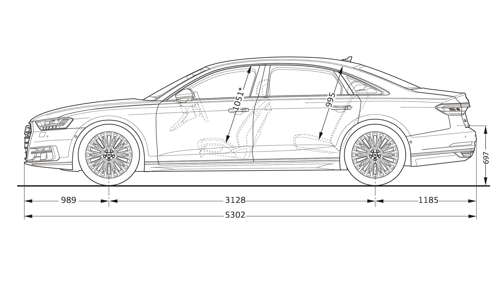 Dimensions > A8 L TFSI e > A8 > Audi France